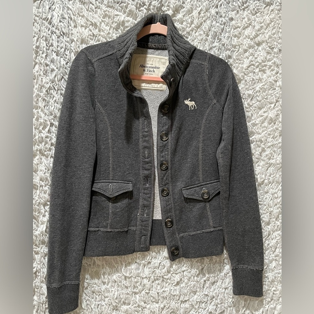 Abercrombie & Fitch DARK GRAY CARDIGAN, SWEATSHIRT, JACKET Y2K, WOMEN SIZE S